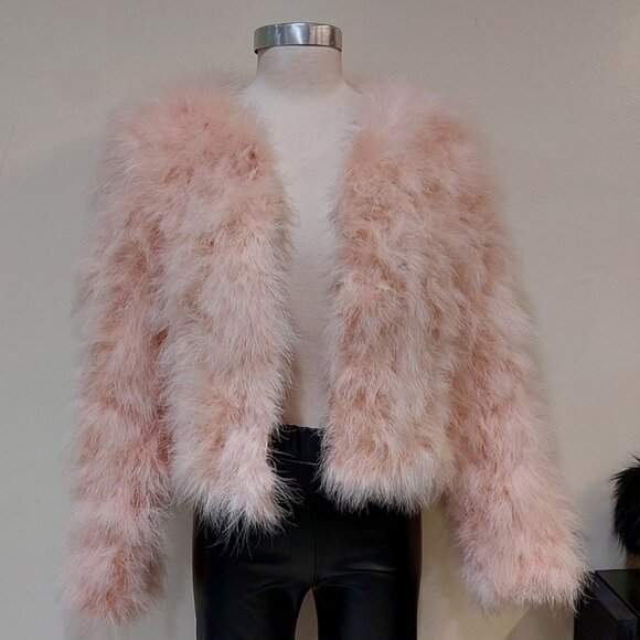 💥SHOWSTOPPER💥Genuine Ostrich Feather Jacket in Light Pink - Picture 11 of 16